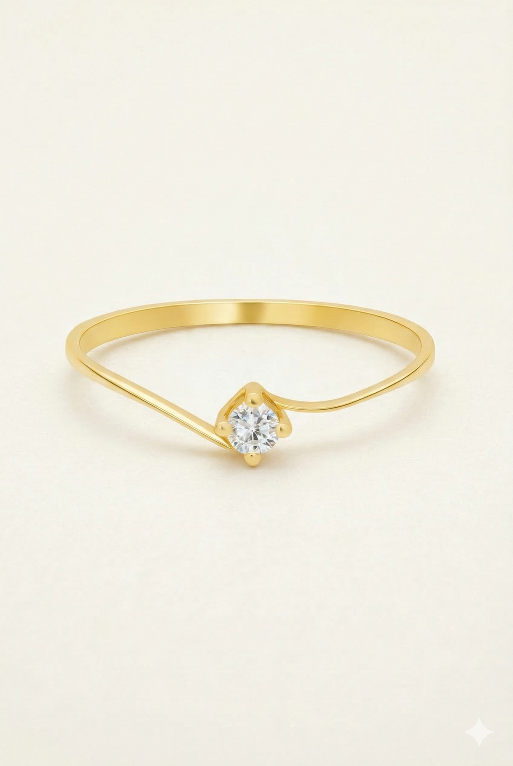 002 - Anel Solitário de Ouro Amarelo 18k/750