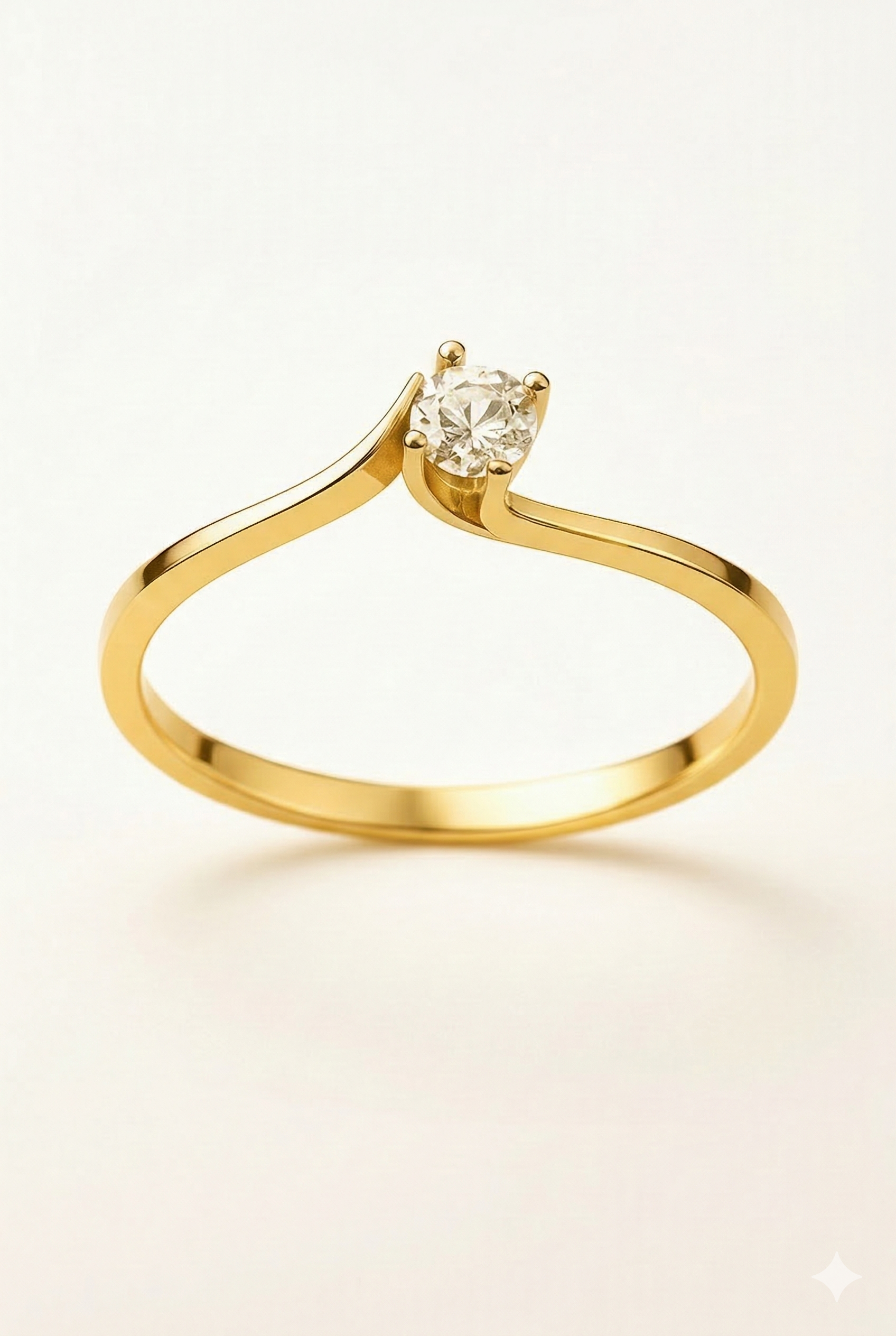 006 - Anel Solitário de Ouro Amarelo 18k/750