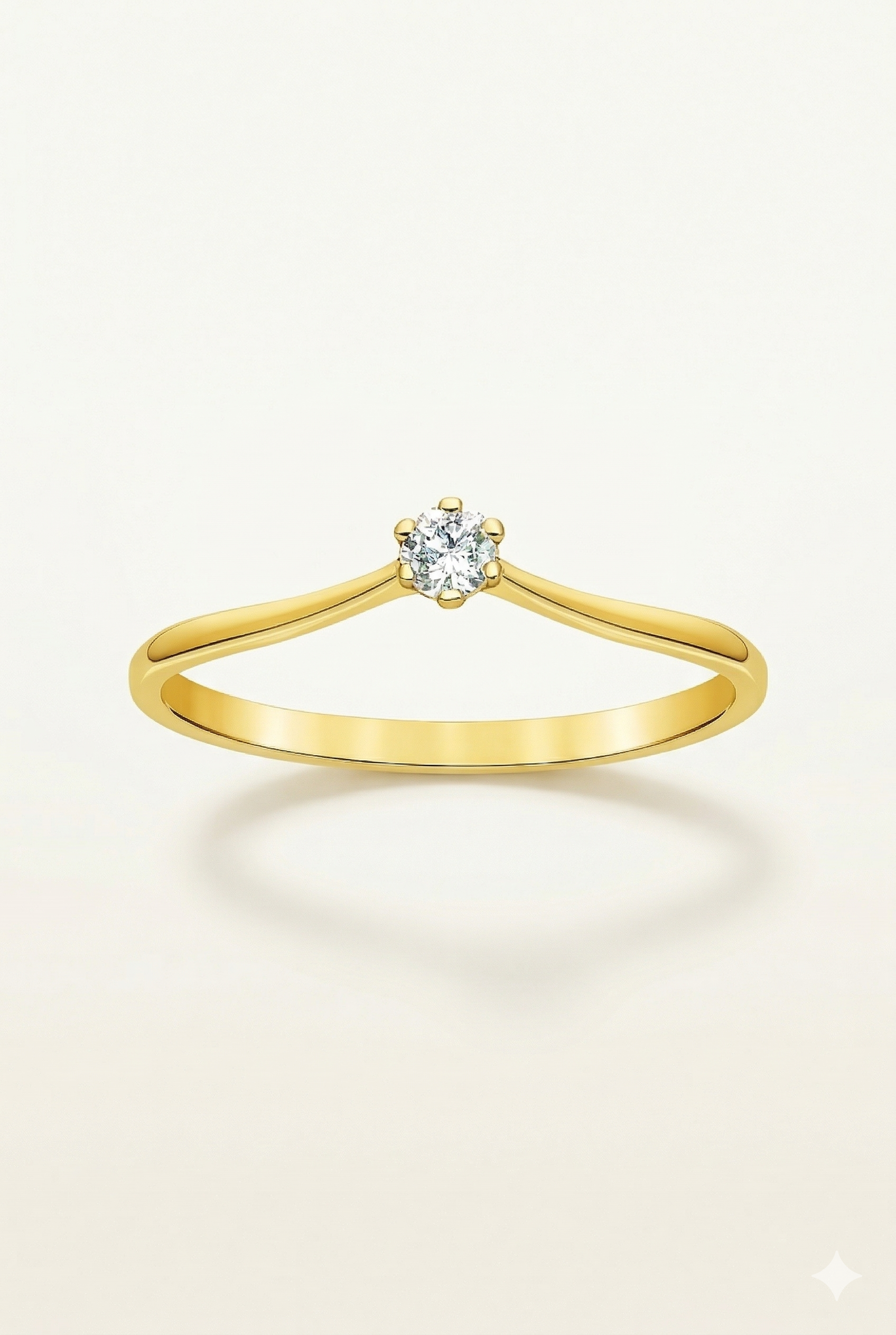 007 - Anel Solitário de Ouro Amarelo 18k/750