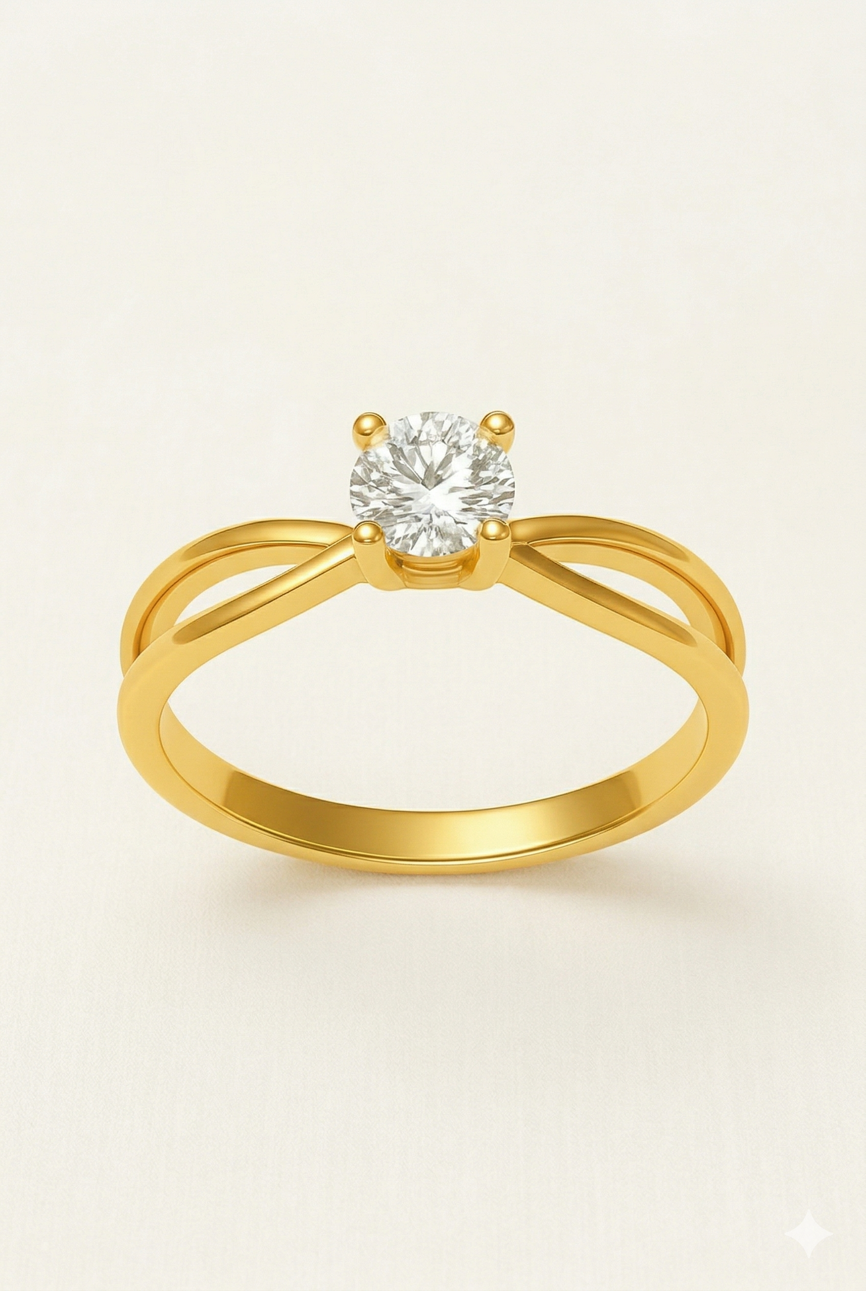 014 - Anel Solitário de Ouro Amarelo 18k/750