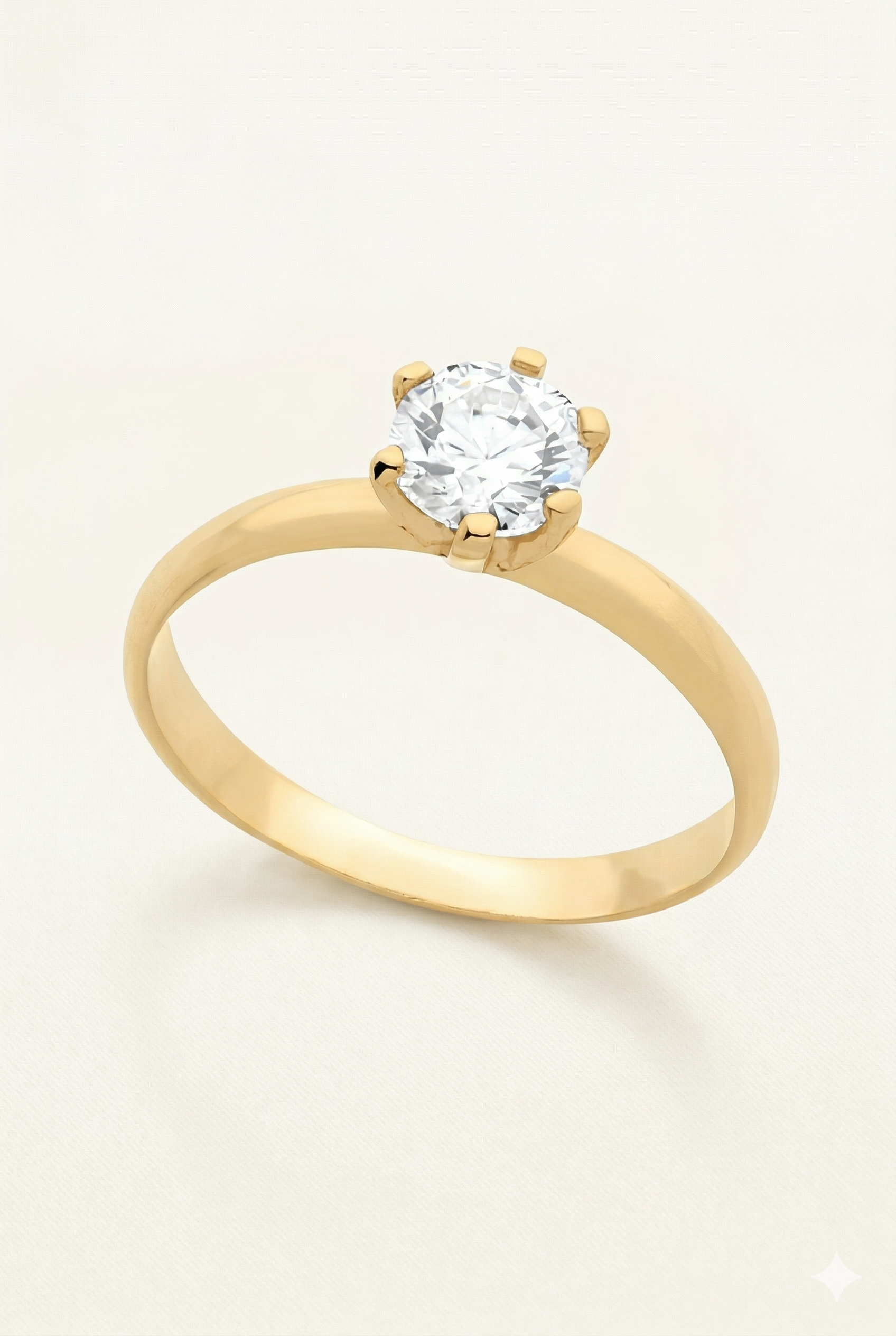 016 - Anel Solitário de Ouro Amarelo 18k/750