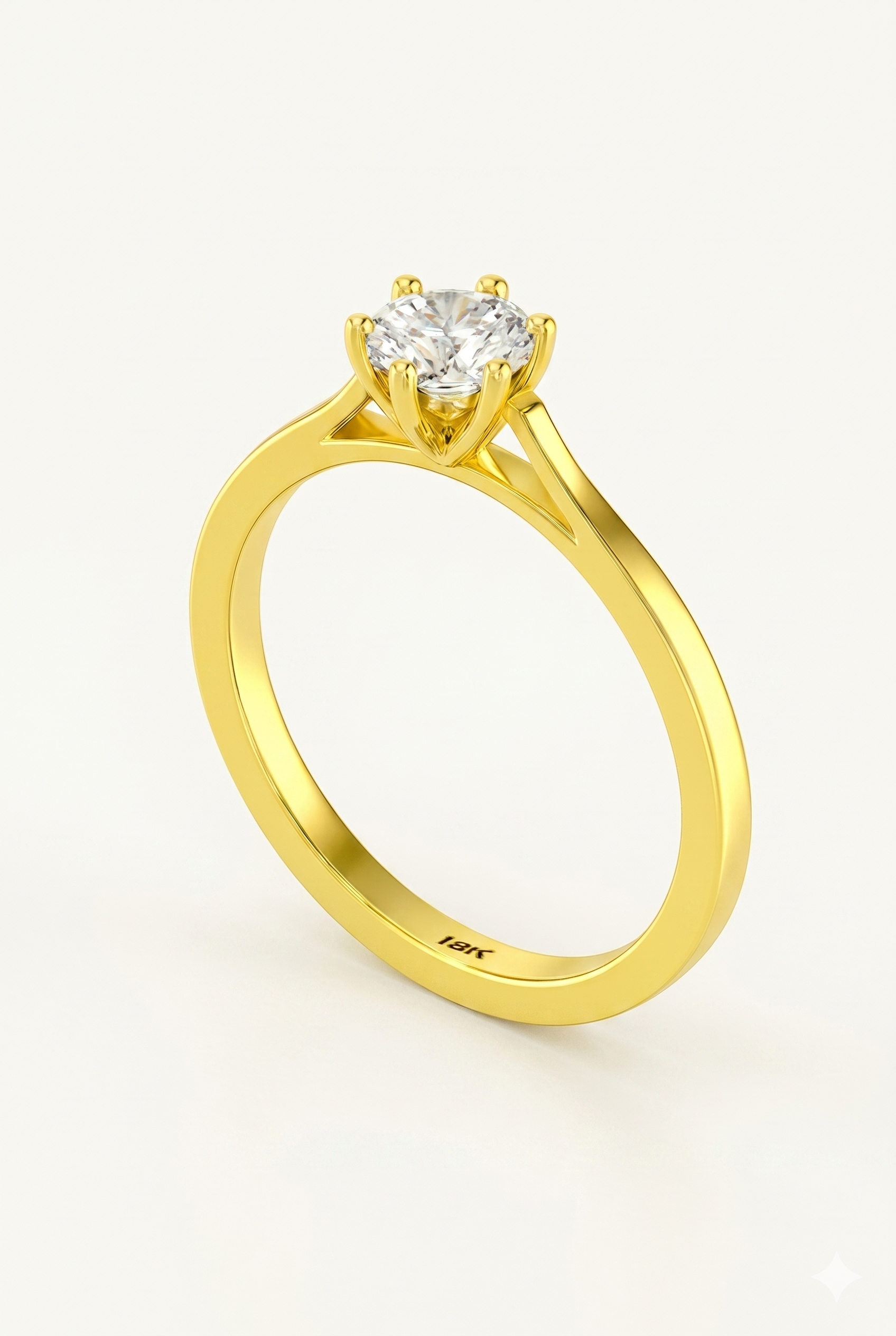 020 - Anel Solitário de Ouro Amarelo 18k/750