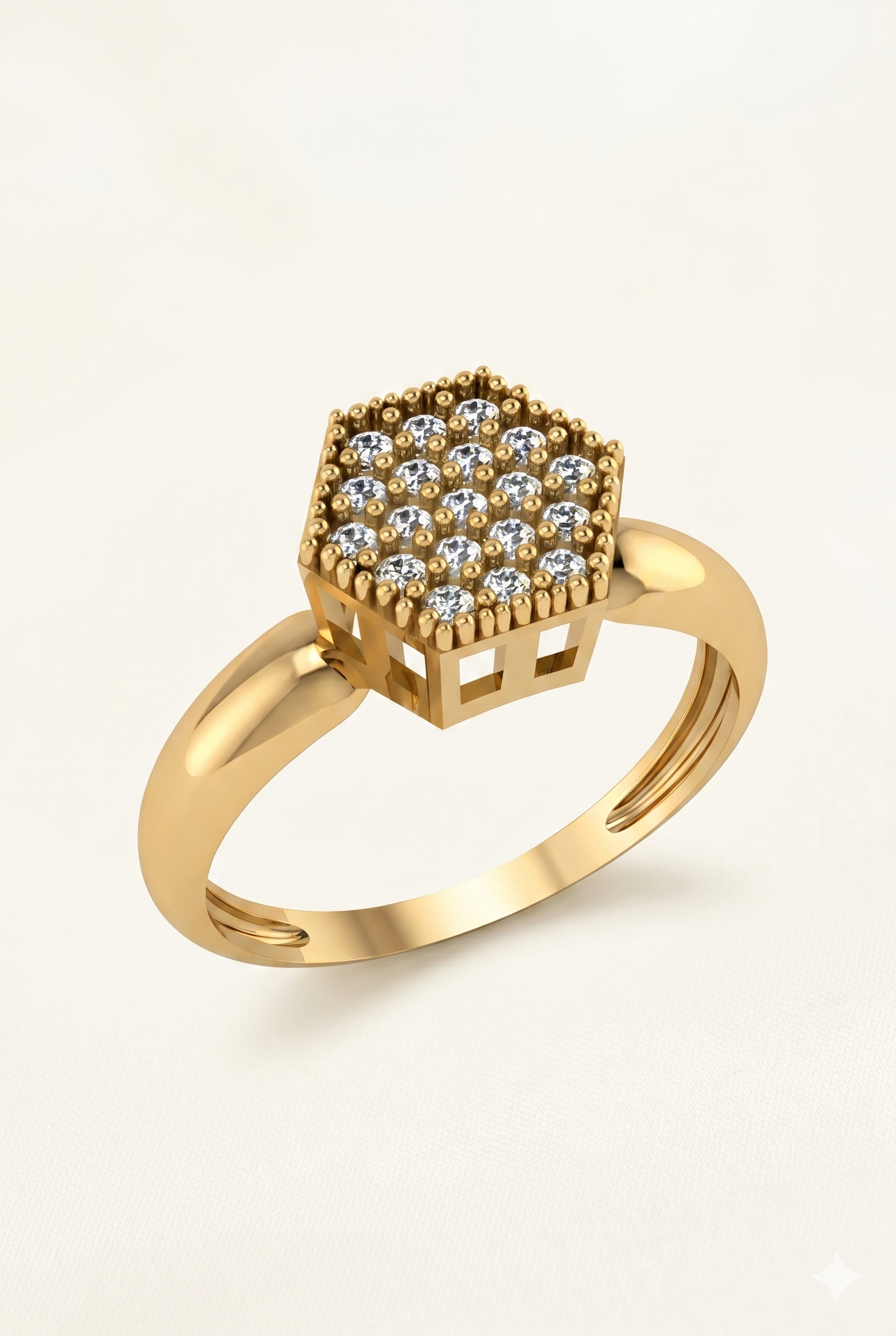 027 - Anel Solitário de Ouro Amarelo 18k/750