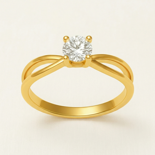 014 - Anel Solitário de Ouro Amarelo 18k/750