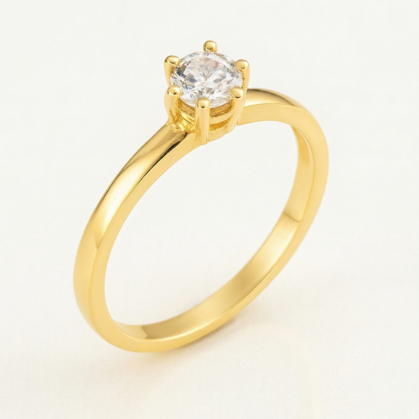 017 - Anel Solitário de Ouro Amarelo 18k/750